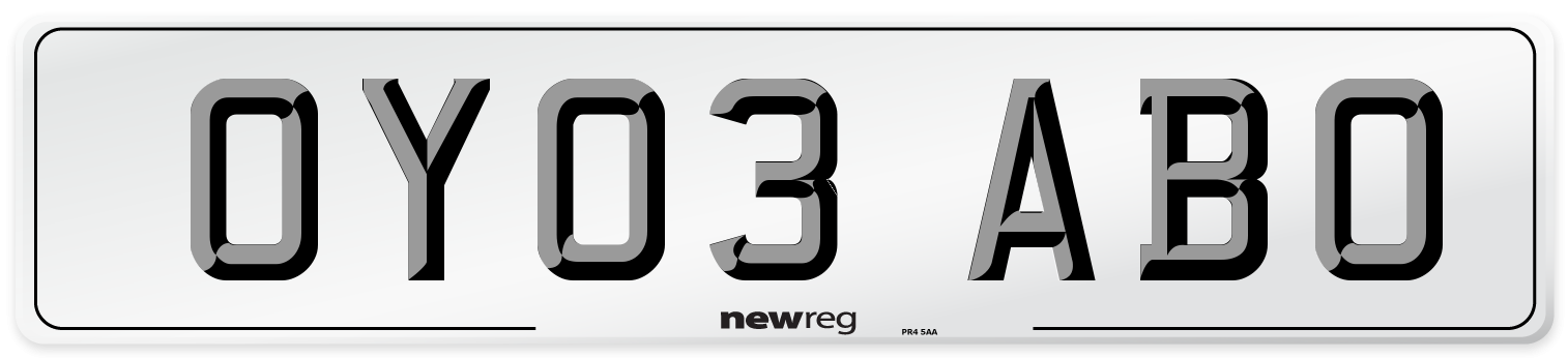 OY03 ABO Number Plate from New Reg